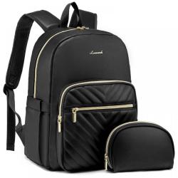LOVEVOOK 14 inch Laptop Back pack Men 2pcs Sets Waterproof Leather Fashion Bagpack Cute Travel Backpacks  Purse for Women Ladies