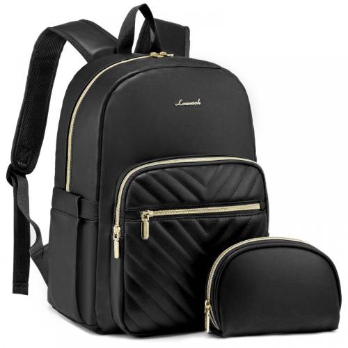 LOVEVOOK 14 inch Laptop Back pack Men 2pcs Sets Waterproof Leather Fashion Bagpack Cute Travel Backpacks  Purse for Women Ladies