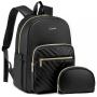 LOVEVOOK 14 inch Laptop Back pack Men 2pcs Sets Waterproof Leather Fashion Bagpack Cute Travel Backpacks  Purse for Women Ladies