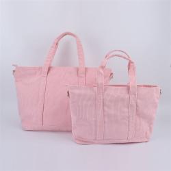 Keymay RTS Custom Logo Color Medium Large Adjustable Shoulder Strap Outdoor Corduroy Travel Bags Handbag Vendors Blank Tote Bags