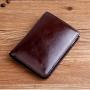 High-end glossy oil wax pure leather rfid blocking men's wallet billfold with zipper pocket for banknote and coins