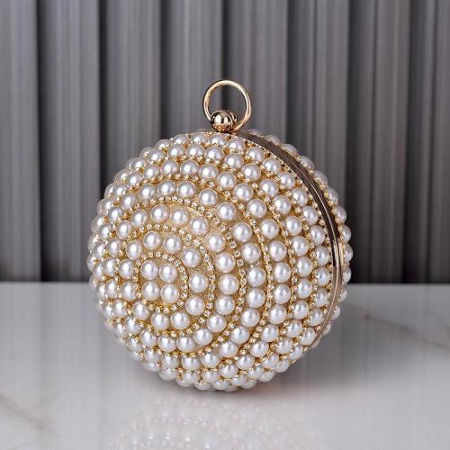 Wholesale Adequate Pearl  Round Rhinestone Women Clutch Bag Wedding Party Crystal Bag Bridal Clutches Evening Bags with handle
