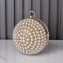 Wholesale Adequate Pearl  Round Rhinestone Women Clutch Bag Wedding Party Crystal Bag Bridal Clutches Evening Bags with handle