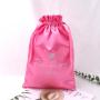 Custom Logo Printed Luxury Satin Hair Extension Bag Drawstring Bundle Swimsuit Shoe Dust Silk Pouch