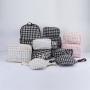 Keymay RTS Adjustable Shoulder Strap Cherecked Plaid Black Beige Tweed Fanny Pack Everyday Waist Pouch Fanny Pack Crossbody