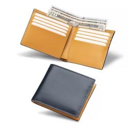 Luxury classic compact men's bifold slim design genuine leather wallet billfold front pocket wallet