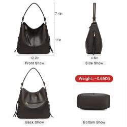 REALER 3pcs Custom Casual Retro PU Leather Crossbody Ladies Hands Bags Hobo Shoulder Bags Women Handbags and Purses