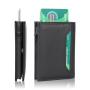New Custom Men Leather  Metal Credit Card Holder With Zipper Pocket Aluminum Pop Up Wallets RFID Blocking