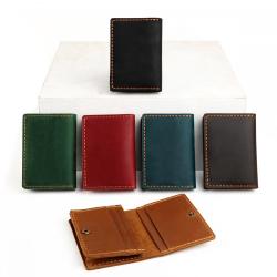 Retro style crazy horse pickup truck  cowhide unique handmade genuine leather case card holder