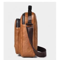 WTB065 Crossbody Bag for Men Lifestyle Casual Vintage PU Leather Shoulder Bag Small Messenger Bag for Travel Work Business