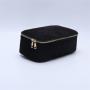 Keymay Custom Personalized Large Cosmetic Bag Portable Travel Zipper Pouch Make Up Storage Box Corduroy Makeup Bag With Mirror