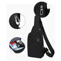 Plain Color Single Shoulder Crossbody Bag Multifunction Sports Chest Bags With Headphone Hole For Men