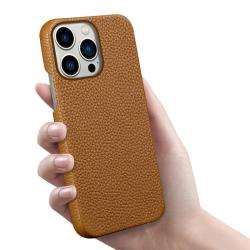 Caja Del Telefono De Cuero Genuino Customized Luxury Pebbled Leather Mobile Cell Phone Case Back Cover For Iphone 13 14 Pro Max