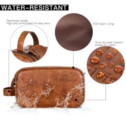 Custom Large Travel Shaving Dopp Kit Water-resistant Bathroom Toiletries Organizer PU Leather Toiletry Bag for Men