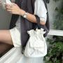 2024 New style Fashion Handbags Plain sling bags for women crossbody  Drawstring Ruffles Nylon tote bag
