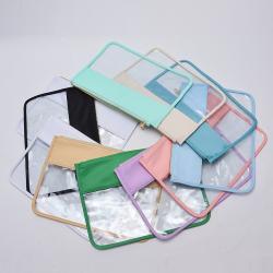 Keymay No MOQ Personalized Chenille Glitter Letter Waterproof  Transparent Makeup Pouch Bag Pvc Cosmetic Bag Clear Makeup Bag