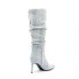 Botas De Invierno 2022 New Fashion Slouch Boots Women Suede Leather Denim Pointed Toe Thin High Heels Long Boot Knee High Boots