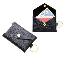 customised id card holder id clutch pocket credit card wallet envelope shape leather key chain card holder