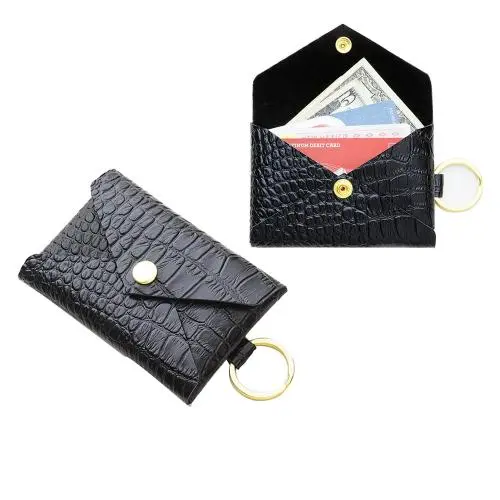 customised id card holder id clutch pocket credit card wallet envelope shape leather key chain card holder