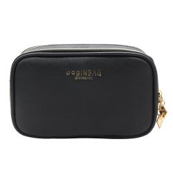 Portable Premium PU Toilet Brush Bag Embossed Logo Travel Compartment Zipper Cosmetic Pouch