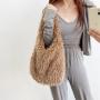 New Plush Shoulder Bag Faux Fur Hobo Bag Large Capacity Marshmallow Macaroon Color Handbag Fashion Bags