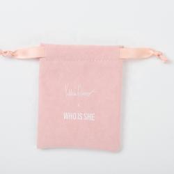 Custom Logo Printed Nude Pink Velvet Jewelry Drawstring Pouch Flannel Earring Necklace Bracelet Jewelry Bag