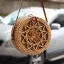 CCF658 Natural Rattan Round Bag Hand ins Straw Beach Bags for Summer Single-Shoulder Handmade Hollow Women Straw Crossbody Bag
