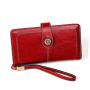 Oil Wax Genuine Leather RFID Protection Long Design Women Wallet Retro Multi Card Hollow-carved Wallets