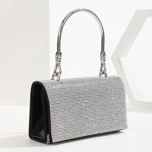 Luxury Women Purse Metal Handle Crystal Rhinestones Hand Shoulder Bag Clutch Evening Bags Diamonds Handbags For Ladies