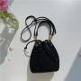 wholesale women handbags ladies PU leather stitching shoulder bag for women bag crossbody Drawstring pleated lace bucket bag