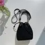 wholesale women handbags ladies PU leather stitching shoulder bag for women bag crossbody Drawstring pleated lace bucket bag