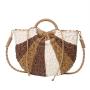 2024 New style straw women's bag large capacity cross-body bag contrast color sling bag splicing fringe handbag for women