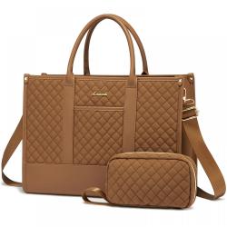 LOVEVOOK 2pcs/set Fashion Quilted 15.6 in Waterproof Work Bag Travel Business Shoulder Tote Bag Handbag  Laptop Bags for Women