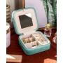Custom Logo Velvet Jewelry Box Organizer Leather Earring Ring Necklace Bangle Portable Jewellery Travel Case with mirror