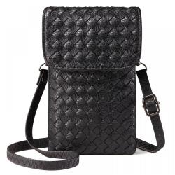 Custom Quality Woven Cell Phone Bag Small Purses Wallet Phone Pouch with Adjustable Strap PU leather Crossbody Bags for Women