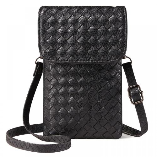 Custom Quality Woven Cell Phone Bag Small Purses Wallet Phone Pouch with Adjustable Strap PU leather Crossbody Bags for Women