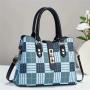 ZR709 Woman Bag Handbag Retro Lattice PU Fashion Female Latch Portable Big Shoulder Bag Girl Versatile Tote Bag Shopping Party