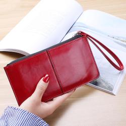 New women Korean zipper wallet ladies long clutch bag female multi-card space money clip multifunctional wristlet wallet purse