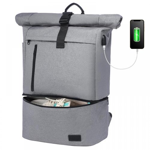 LOVEVOOK dropshipping Mens women Waterproof hiking bags with shoe compartment USB charging port travel roll top Laptop Backpacks