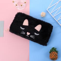 Custom Design Plush Wallet Lovely Cartoon Cat Shape Purse Wallet Card Holder Wallets