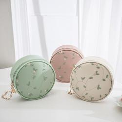 New Fashion Women's Bags Soft PU Leather Messenger Bag with Chain Embroidered Small round Mobile Phone Shoulder Bags