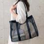 HR480 Women's One Shoulder Travel Bag Mesh Beach Leisure Swimming Fitness Tote Bag Clothes Hollow out Portable Shopping Bag