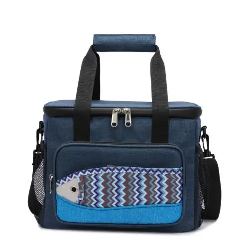 600D Nylon Customized Lunch Bag Multi-functional Fish Pattern Insulation Bag with Adjustable Shoulder Strap Lunch Cooler Bags
