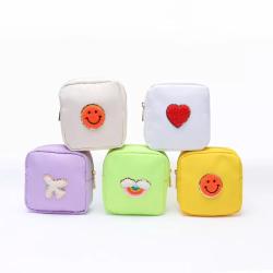 Promotional Wholesale Stock Custom Embroidered Logo Designer Nylon Zipper Portable Travel Toiletry Cosmetic Makeup Pouch