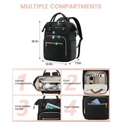 LOVEVOOK 15.6 17 inch Quilted Work Backpack for Teacher Nurse Large Capacity Office College Travel Laptop Backpack with USB Port