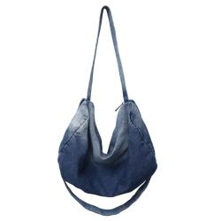 Lazy style wash denim canvas bag female simple gradual color crossbody bag large capacity literary shoulder bag