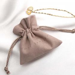Custom Logo Printed Jewelry Drawstring Bag Mini Microfiber Gift Packaging Dust Earring Jewelry Pouch