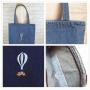 Women's Denim Canvas Shoulder Bag Fashionable Two-Handle Shopping Bag for Students Mothers Make-Up Leisure Use