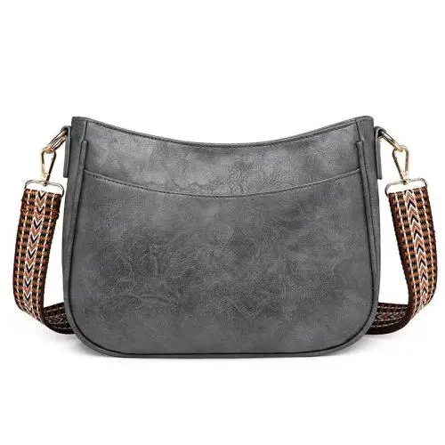 Durable Vegan Leather Bags Women Handbags Ladies Shoulder Sling Cross Body Bag With Wide Canvas Strap Women Handbag Wholesale