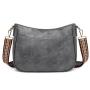 Durable Vegan Leather Bags Women Handbags Ladies Shoulder Sling Cross Body Bag With Wide Canvas Strap Women Handbag Wholesale